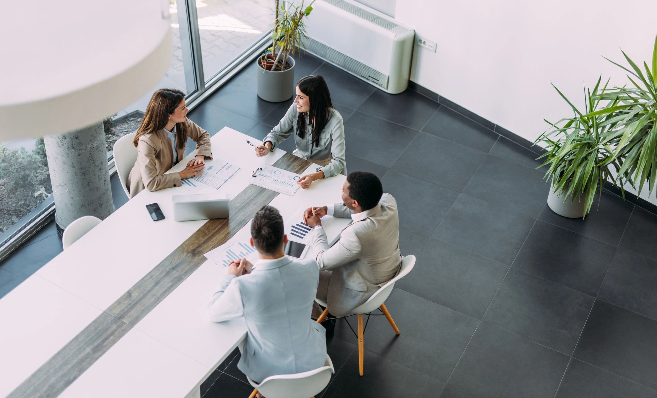 Business professionals meeting in a modern office