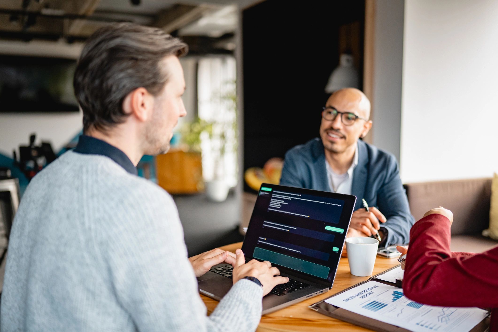 Consultants collaborating on business technology strategy